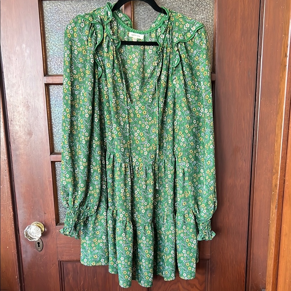 Max Studio Green and Yellow Floral Dress